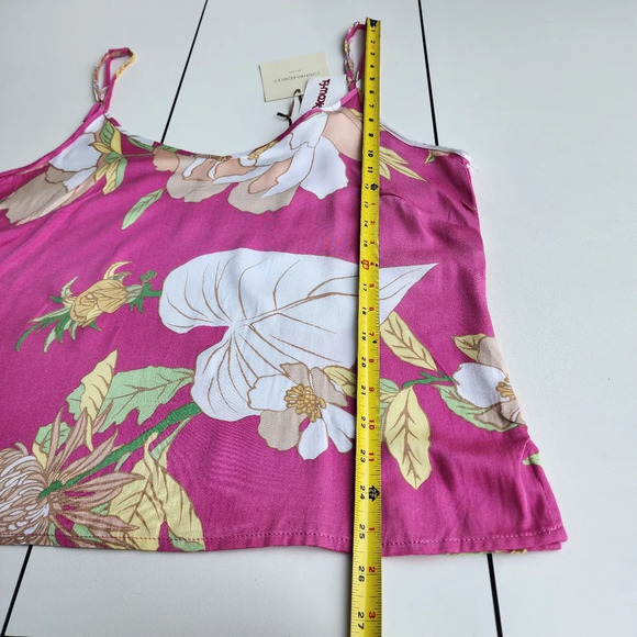 NWT Cynthia Rowley Womens Tank Top Womens Floral Loose Pink Tan White Rayon Sz M - Picture 10 of 11